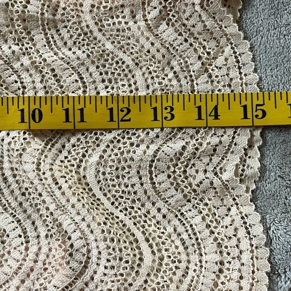 ZARA Peach Long Sleeve Round Neck Zip Back Scalloped Hem Crop Top size Medium